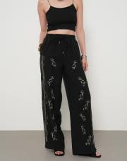 boncuk işlemeli pantolon siyah