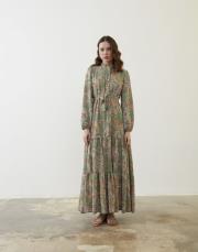 yeşil şal desen elbise yeşil