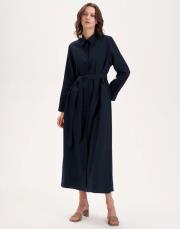 natural keten gömlek elbise lacivert 2