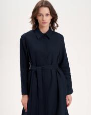 natural keten gömlek elbise lacivert 3