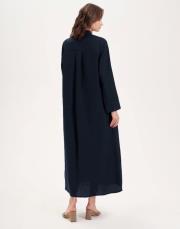 natural keten gömlek elbise lacivert 5