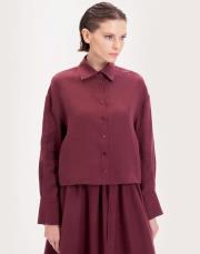 keten kısa gömlek bordo