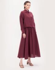 keten kısa gömlek bordo 3