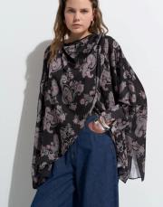 desenli asimetrik gömlek siyah