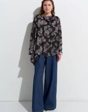 desenli asimetrik gömlek siyah 2