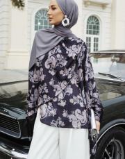 desenli asimetrik gömlek siyah 4