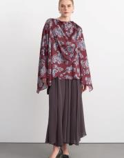 desenli asimetrik gömlek bordo 2