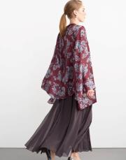 desenli asimetrik gömlek bordo 3