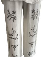 boncuk işlemeli pantolon bej