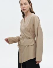 asimetrik tensel bluz bej 3