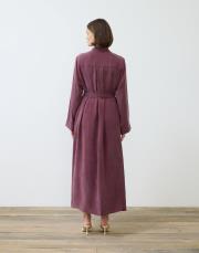 taşlanmış ipek gömlek elbise bordo 5