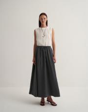 keten pervaz detaylı etek antrasit