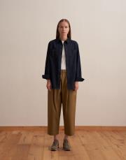 büzgülü pileli pantolon yeşil