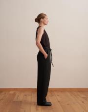 pileli wide leg pantolon siyah 2