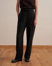 pileli wide leg pantolon siyah 3