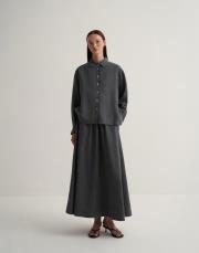 keten kısa gömlek antrasit