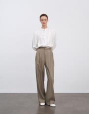 pileli tencel pantolon haki 6