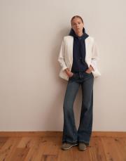 v yaka fermuarlı yelek ekru 3