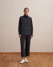 çıtçıt kapamalı ipeksi gömlek lacivert 2