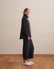 çıtçıt kapamalı ipeksi gömlek lacivert 3