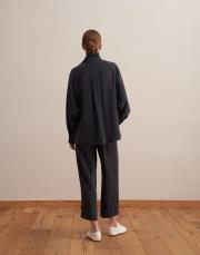 çıtçıt kapamalı ipeksi gömlek lacivert 4