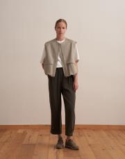 paçası ayarlanabilir ipeksi pantolon haki