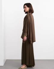 elina ipek asimetrik gömlek kahve 3