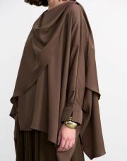 elina ipek asimetrik gömlek kahve 4