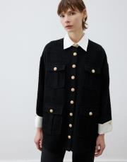 moon gömlek detaylı tüvit ceket siyah