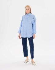 laura serpme taşlı koton gömlek bebe mavi 3