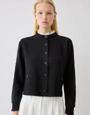 meva gömlek yaka triko hırka siyah