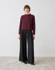 meva gömlek yaka triko hırka bordo