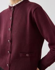 meva gömlek yaka triko hırka bordo 3