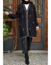 jakarlı hırka siyah