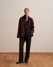 kapitone astarlı kadife yaka parka mürdüm