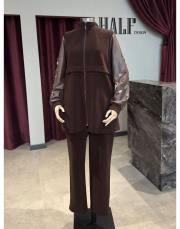 deri detaylı takım acı kahve 2