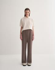 modal düz kesim bol pantolon vizon