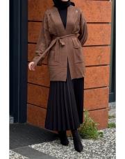 işlemeli hırka kahve