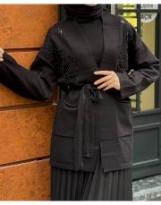 işlemeli hırka siyah 3