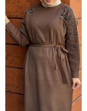 triko elbise kahve 3