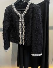 işlemeli tüvit ceket siyah