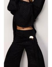 jakarlı bol kesim pantolon siyah 3