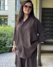 basıc şalvarlı takım acı kahve