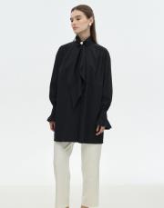 inci detaylı fularlı gömlek siyah 2