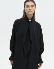 inci detaylı fularlı gömlek siyah 3