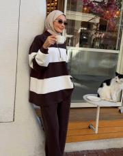 çizgili oysho takım kahve