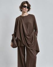 şal detaylı tunik kahve