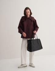 parçalı koton trençkot bordo