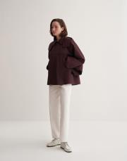 parçalı koton trençkot bordo 2