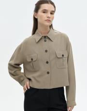 cepli crop gömlek haki